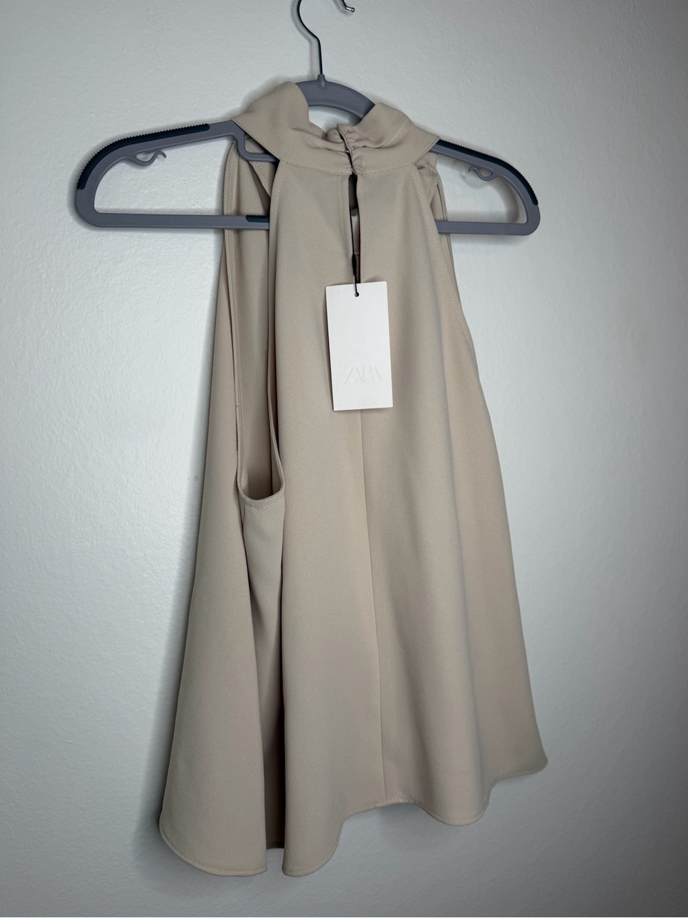 NWT Zara Cream Beaded High Neck Sleeveless Top XL - Picture 6 of 9